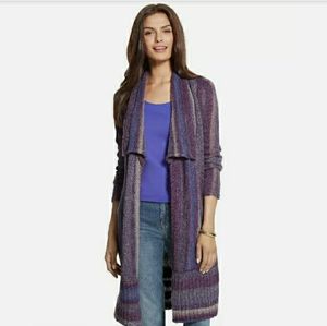 Chico's Cardigan Sweater Duster Long Mixed Stripe